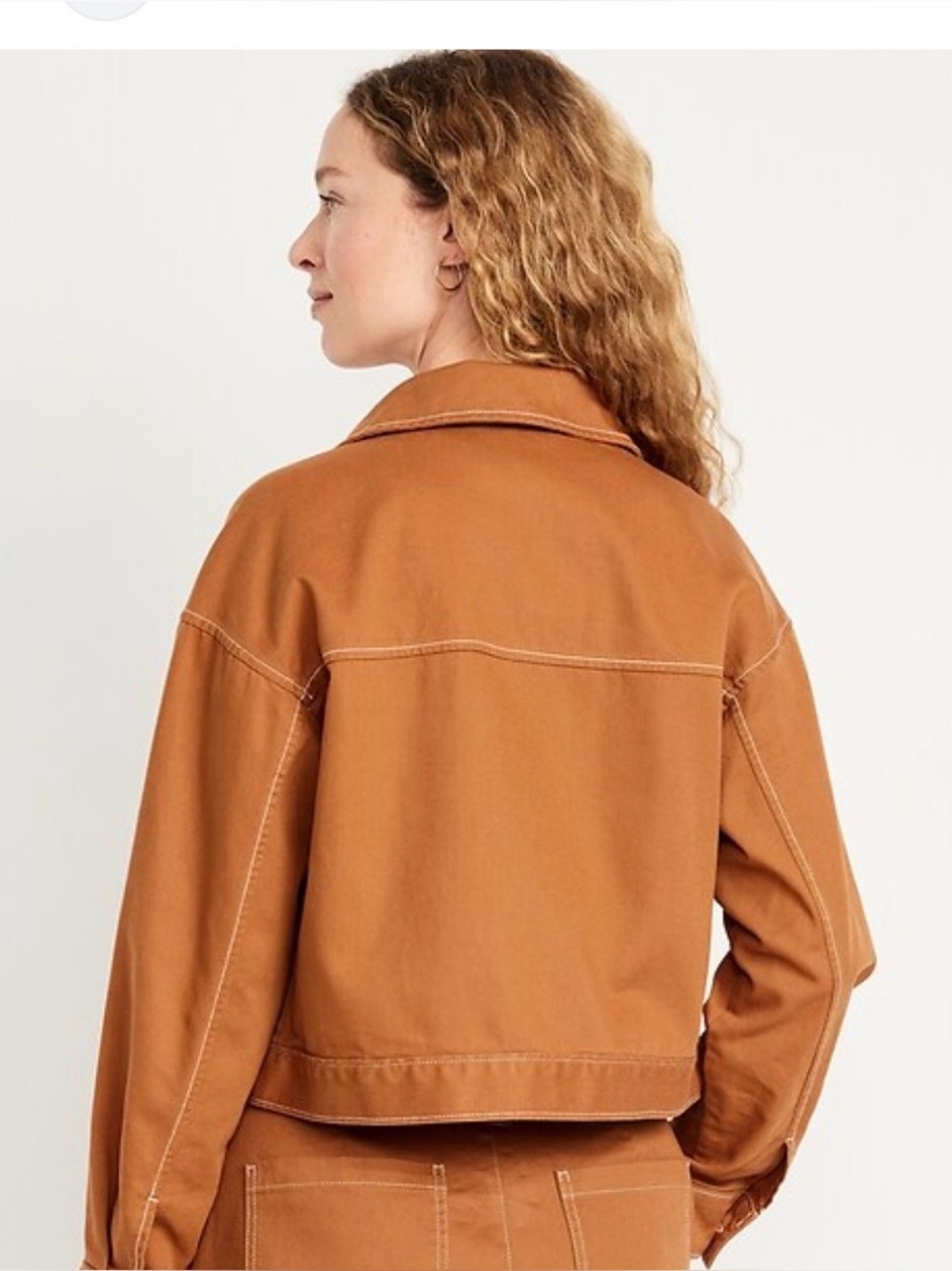 OLD NAVY Rust Brown Cropped Button Front Jean Jacket- Size M - Picture 2 of 11